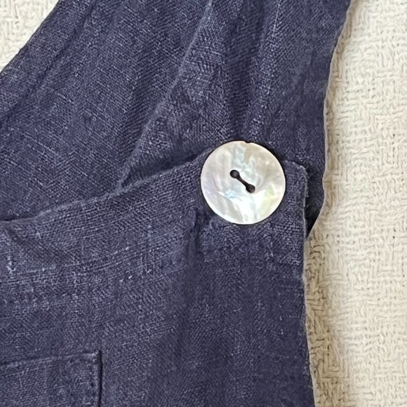 Vintage Match 100% Linen Navy Overall Dress Size M | Made in the USA - Picture 4 of 6